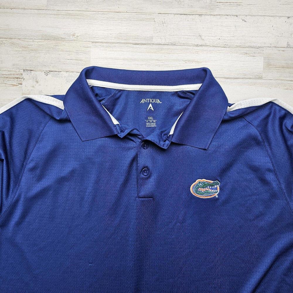 Florida Gators Shirt Men's XXL Blue Short Sleeve Polo Antigua Wicking 2XL Golf